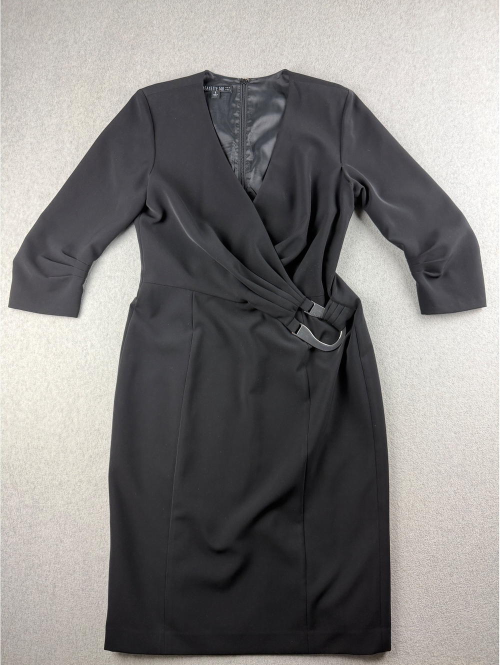 St. John Black Sheath Dress with Buckle Detail Size 8